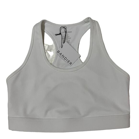 NWT Bandier All Access Rib Front Row Bra - White - XL - Picture 1 of 11